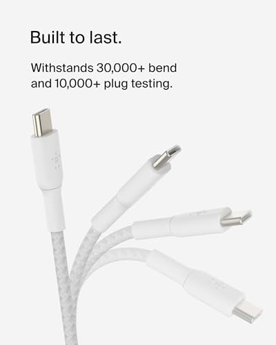 Belkin Boost Charge Braided USB-C to USB-C Cable – 1 m (3.3 ft) Durable Fast Charging Cable for i Phone, Galaxy, Nintendo Switch 2, i Pad Pro, and Pixel – Tangle-Free Design with 480 Mbps Data Transfer – Ultimate Universal Compatibility for All Your Devices