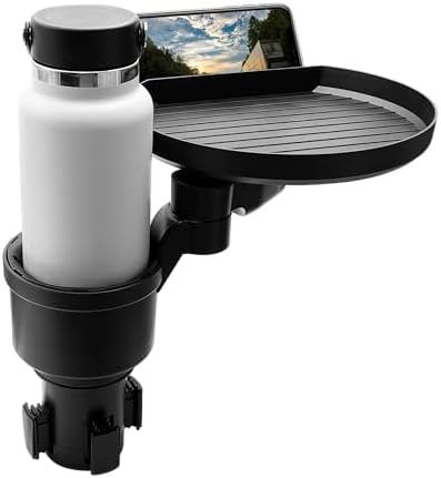 Transform Your Driving Experience with the Macally Adjustable Cup Holder Tray – Multifunctional Car Food and Phone Organizer with Swivel Arm and Secure Smartphone Slot for Ultimate Convenience on the Go