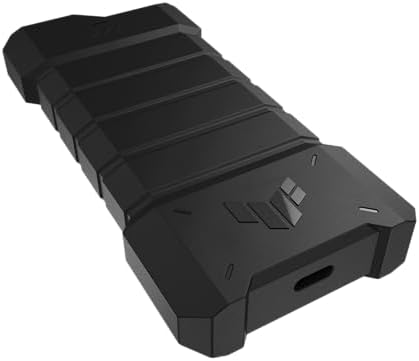 ASUS TUF Gaming A1 External M.2 NVMe SATA PCIe SSD Enclosure – Ultra-Fast USB-C Storage Solution with M.2 Q-Latch, IP68 Waterproof & Dustproof Design, Perfect for PS5 and Xbox Gamers, Enhanced Drop Resistance, Sleek Black Finish for Optimal Performance and Reliability