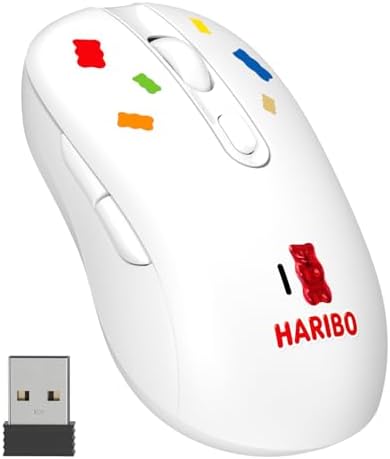 Haribo Gummy Bear Wireless Mouse – Stylish Bluetooth 3.0/5.0 & 2.4 GHz Connectivity, Adjustable DPI for Precision, Multi-Device Pairing for Seamless Workflow, Compact Ergonomic Design for On-the-Go Use, Ideal for Laptop & Desktop Productivity