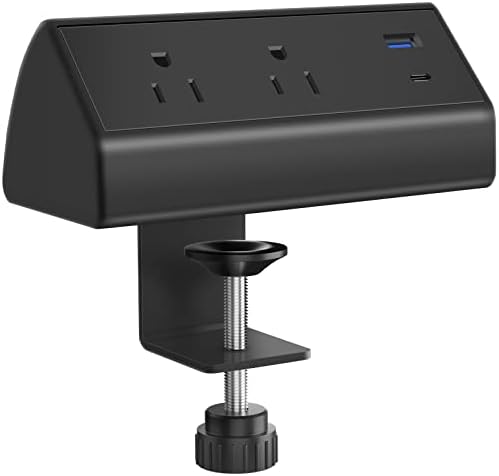 CCCEI Professional Desk Power Strip with 18 W USB-C Fast Charging, 800 J Surge Protection, and 6 FT Clamp-Mount Flexibility for Enhanced Workspace Efficiency – Ultimate Desktop Outlet Solution for Home and Office Use