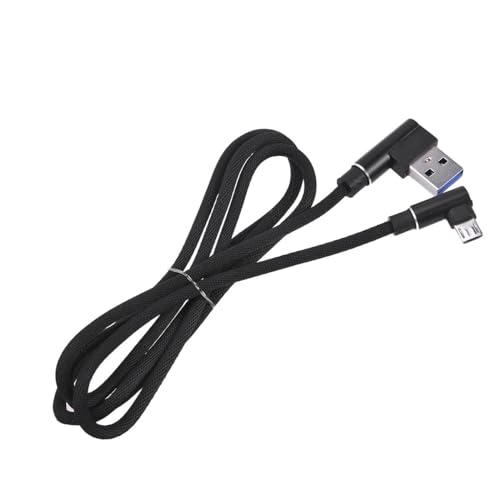 90-Degree USB Micro Cable – 1 m Nylon Braided Right Angle Charger for Universal Phones – Fast 2.4 A Data Transmission – Durable & Tangle-Free Connectivity Solution for Enhanced Performance