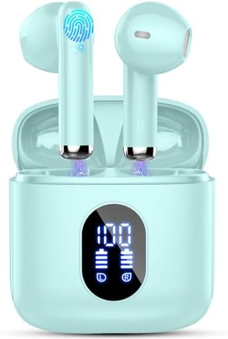 Cutting-Edge Bluetooth 5.4 Wireless Earbuds with 30-Hour Battery Life – Advanced ENC Noise Cancellation for Crystal-Clear Calls, IP7 Waterproof Protection, and Immersive 3 D Bass Audio – Sleek Dark Blue Design Perfect for Music Aficionados and Professionals – Includes LED Charging Case for Effortless Convenience and Compatibility with Android & i OS Devices