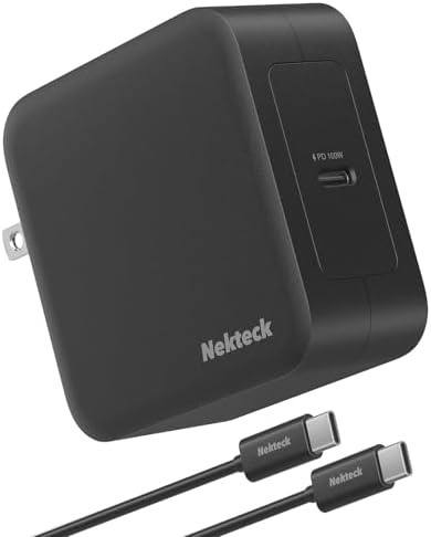Nekteck 100 W Ga N IV USB-C Charger & 6.6 Ft Cable – Ultra-Fast Power Delivery Solution for Mac Book Pro/Air, i Pad Pro & All USB-C Devices – Compact, Foldable Design with Enhanced Safety Features & 90% Charging Efficiency