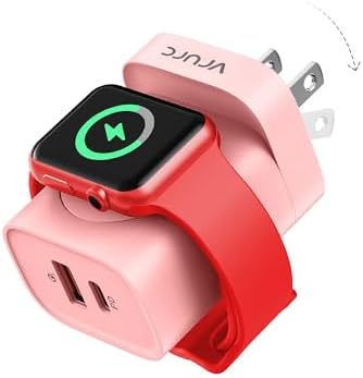 VRURC Portable Wireless Magnetic Charger for Apple Watch – 3-in-1 Travel Essential with PD 20 W Fast Charging, Compatible with i Phone 16/15/14/13 & Android Devices – Lightweight Design in Stylish Purple for Ultimate Convenience