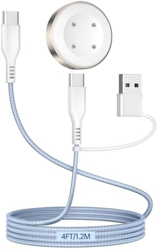 Universal 2-in-1 USB C/A Charging Cable for Google Pixel Watch & Fitbit Versa – 4 Ft Durable Fast Charger with 60 W Power Delivery for i Phone 16 and S25 Ultra – Your Ultimate On-the-Go Charging Companion for Maximum Compatibility and Lightning-Fast Power Boosts