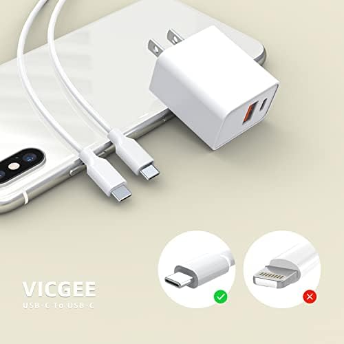 20 W USB-C Charger for i Pad Mini 6 – Rapid Fast Charging with 6.6 ft Cable – Compact Design for Home and Travel – Efficient Power Delivery & Broad Compatibility for All USB-C Devices – Durable Construction for Long-Lasting Use
