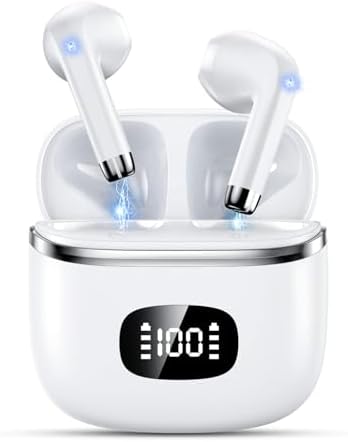 Elevate Your Audio Experience with POMUIC Bluetooth 5.3 Wireless Earbuds – Experience Hi-Fi Stereo Sound with Immersive Deep Bass and Advanced Noise Cancellation – Four ENC Microphones for Crystal-Clear Calls – Dual LED Battery Indicator for Effortless Monitoring – Enjoy Up to 40 Hours of Playtime for Nonstop Enjoyment – Ergonomically Designed for Maximum Comfort During Long Listening Sessions – Effortlessly Connects to Smartphones, Tablets, and Laptops – Transform Your Everyday Listening with Unmatched Clarity and Style!