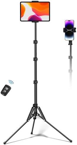 Viozon 67” Adjustable Aluminum Tablet Floor Stand – Ultimate Tripod for Video Recording & Photography, Compatible with 3.5-13” Devices, i Pad Pro & i Phone 15 – Versatile, Portable & User-Friendly Solution for Seamless Content Creation