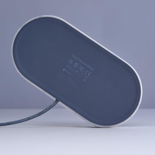 Elevate Your Charging Experience with the Einova Dual Classic Stone – Luxurious Wireless Charging Pad in Genuine Black Marquina Marble, Handcrafted in Italy, Featuring a 6 ft Integrated USB-C Cable for Fast Charging of Smartphones, Wireless Earbuds, and Smartwatches – Unmatched Aesthetics and Broad Compatibility for Qi-Enabled Devices