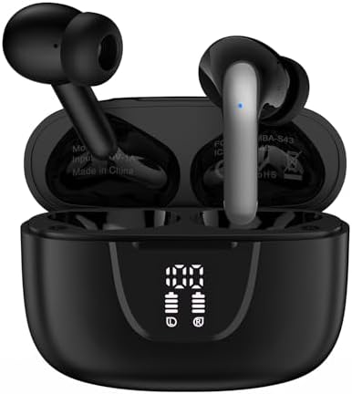 Premium Bluetooth 5.3 Wireless Earbuds – IPX7 Waterproof In-Ear Headphones with Built-in Microphone for i Phone 15/16 & Samsung Galaxy Devices – Superior Noise Cancellation, Ergonomic Design, and LED Battery Indicator for Ultimate Listening Experience and Connectivity