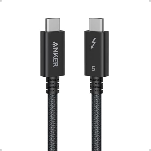 Anker Prime Thunderbolt 5 Cable – 1.7 FT USB-C to USB-C – 240 W Rapid Charging & 80 Gbps Data Transfer – Supports 8 K/4 K Displays & 120 Gbps Bandwidth – Thunderbolt 5 Certified for Ultimate Device Compatibility – Ideal for i Phone 16, Mac Book & More