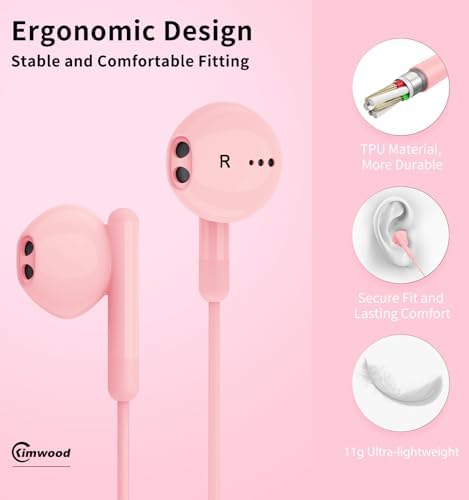 Premium Wired Earbuds with Microphone – Hi-Fi Stereo In-Ear Headphones for Powerful Bass & Crystal Clear Audio – Compatible with i Phone, Android & Most 3.5 mm Devices (Blue) – Ergonomically Designed for Comfort and Enhanced Daily Listening Experience