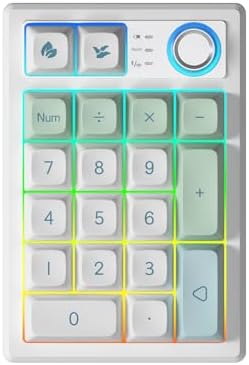 Gasket Creamy Mechanical Numpad – Wireless RGB Backlit Programmable Macro Keypad with Hot Swappable Keys, USB-C and Bluetooth 5.0 Connectivity for Enhanced Productivity on Windows and Mac – Compact Rechargeable Numeric Keyboard with Durable Metal Knob for Streamlined Workflow