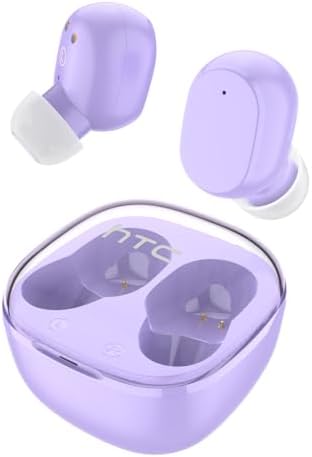 HTC Advanced Bluetooth 5.3 True Wireless Earbuds – Premium Noise Cancelling In-Ear Headphones with Touch Controls and Built-in Microphone, 22 Hours of Playtime, Waterproof Design – Stylish Black Finish for Android & i OS Compatibility