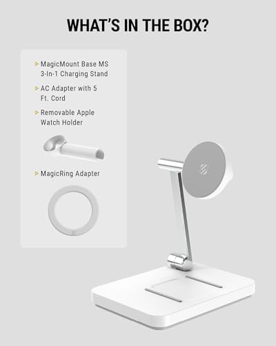 Scosche MSQFG2 N1 WT Magic Mount Travel 2-in-1 Magnetic Wireless Charging Station – Sleek Fast Charger for i Phone 12/13/14/15/16 Pro Max & Air Pods, Compact Foldable Design for Ultimate Portability and Enhanced Mag Safe Compatibility, White