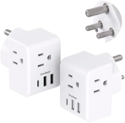 Ultimate European Travel Plug Adapter Set – Dual Pack Universal Power Converter with 3 AC Outlets and 3 USB Charging Ports (including USB-C) for Efficient Power Solutions in Italy, Spain, France, Germany, and Iceland – Essential Accessory for Global Travelers Seeking Versatile Compatibility and Rapid Charging Efficiency