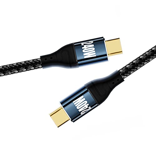 NFHK 240 W USB-C Type-C Charging Cable – 90-Degree Low Profile Angled Design for Optimal Convenience | 480 Mbps Fast Data Transfer | 200 cm Length for Laptop, Tablet & Phone Compatibility | Enhanced Durability & Performance