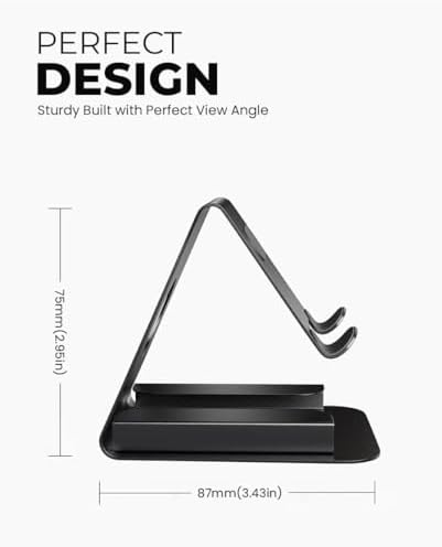 Universal Cell Phone Stand, Mobile Phone Holder Tabletop Stand Mount with Card Holder for Desk (Black – Enhanced Compatibility and Speed
