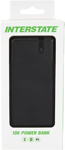 Interstate Batteries 10 K Portable Power Bank – 10,000 m Ah High-Speed Charger for Cell Phones & Electronics, Travel-Ready Dual USB Output, LED Battery Indicator, Compact Emergency Power Solution, Enhanced Compatibility for On-the-Go Charging