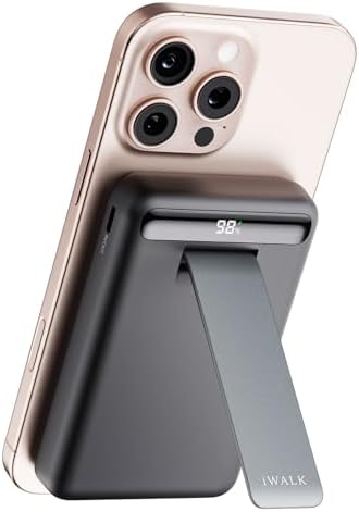 i WALK Qi2 Certified 15 W Magnetic Wireless Power Bank – 10000 m Ah Portable Charger with Adjustable Stand & LED Display for i Phone 16/15/14/13/12 Pro/Pro Max/Plus/Mini – Ultra-Fast Charging Solution for On-the-Go Professionals and Travelers