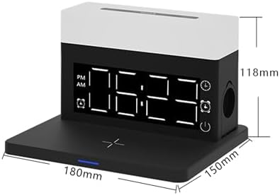 Revolutionary 5-in-1 Wireless Charging Station with Digital Clock, Night Light, and Temperature Display – 15 W Fast Charge for Qi Phones, Smartwatches & TWS Earbuds – Enhanced Safety Features and Space-Saving Design for Home or Travel