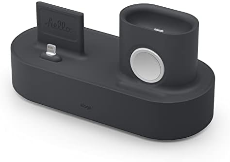 elago 3 in 1 Charging Station for Apple Devices – All-in-One Dock for i Phone, Apple Watch Series 10/9/8/7/6/5/4/3/2/1/SE, and Air Pods Pro/3/2/1 – Sleek, Space-Saving Design with Enhanced Speed and Compatibility (Original Cables Required) – Perfect for Home or Office Use