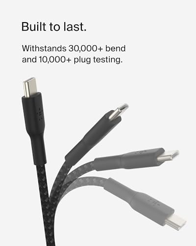 Belkin Boost Charge Braided USB-C to USB-C Cable – 1 m (3.3 ft) Durable Fast Charging Cable for i Phone, Galaxy, Nintendo Switch 2, i Pad Pro, and Pixel – Tangle-Free Design with 480 Mbps Data Transfer – Ultimate Universal Compatibility for All Your Devices