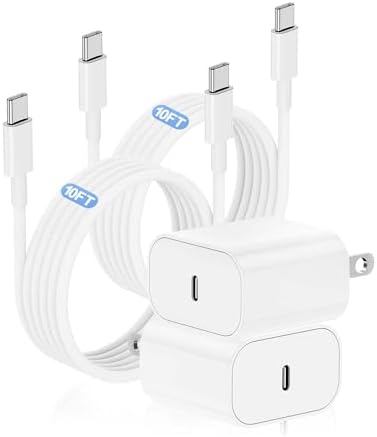 Ultimate 20 W Fast Charging Solution: Apple Certified 6 ft USB-C to Lightning Cable with High-Speed Charger Block – Ideal for i Phone 14 Pro Max, 13 Plus, 12 Mini, 11 & i Pad – Convenient 2-Pack for Home and On-the-Go Use