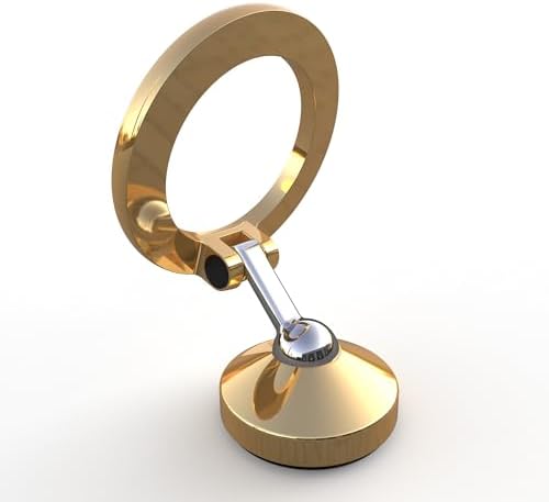 Premium Magnetic Car Phone Holder with 360° Rotation for i Phone & Android – Mag Safe Compatible Metal Mount in Elegant Golden Finish – Secure Grip for Safe Navigation and Hands-Free Calling – Ideal for i Phone 16, 15, 14, 13 Pro Max and More – Enhances Driving Safety with Stylish Design