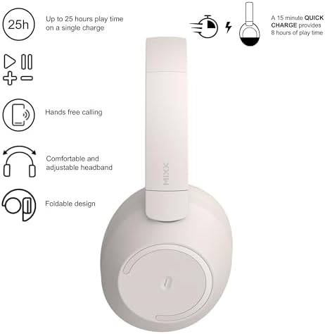 Discover Premium Sound with MIXX Stream Q C2 Over-Ear Wireless Headphones – Enjoy 25-Hour Battery Life, Effortless Bluetooth Connectivity, and Ergonomic Foldable Design for On-the-Go Listening, All Wrapped in a Chic Black Finish