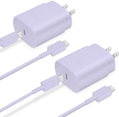 Experience Unmatched Fast Charging with the GUUSMART 2-Pack 25 W Type C Charger & 6 ft USB C Cable – Ideal for Galaxy S23 Ultra, i Phone 15 Series & More – Compact, Lightweight, and Sleek Black Design for On-the-Go Efficiency – Power Up to 3 x Faster with Enhanced Compatibility and Durability
