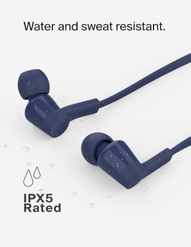 Belkin Sound Form USB-C Wired Earbuds – High-Fidelity In-Ear Headphones with Microphone for i Phone 15/16, i Pad Mini, Galaxy S25, and Google Pixel 9 – Water-Resistant Design and Ergonomic Comfort for Music Enthusiasts and Professionals – Durable Tangle-Free Cable for Everyday Durability and Convenience