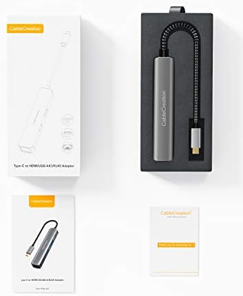 Sleek 5-in-1 USB C Hub Multiport Adapter – Aluminum 4 K HDMI, 1 Gbps Ethernet & 3 USB 3.0 Ports for Enhanced Connectivity on Mac Book Pro/Air, i Pad Pro & Surface Go – Ultimate Solution for Fast Data Transfer & Seamless Streaming