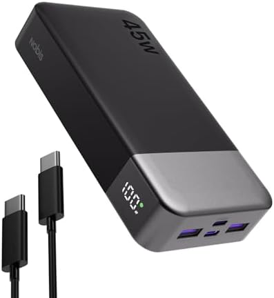 NOBIS 20000 m Ah Ultra-Fast Portable Power Bank with Smart Digital LED Display – 45 W Quick Charge Battery Pack Featuring Dual USB-A & Type-C Ports for Simultaneous Charging of Up to 4 Devices – Perfect for Travel, Outdoor Adventures, and Emergency Situations (Vibrant Orange)