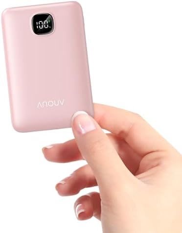 Ultra Slim ANOUV 10,000 m Ah Portable Charger – Fast Charging Power Bank with PD 22.5 W & QC 3.0 for i Phone and Android Devices – Lightweight External Battery for On-the-Go Charging Needs