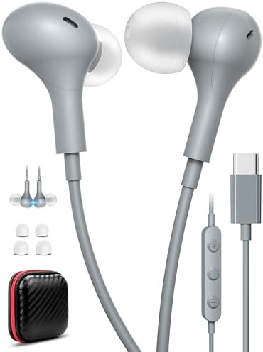 USB Type C Wired Earbuds – Superior Noise Cancelling In-Ear Headphones for i Phone 16 Pro, Samsung Galaxy Z Flip 7 & More – Magnetic Headset with Integrated Microphone for Android and i Pad A16, Pixel 9 – Ultra-Lightweight, Durable Design for Optimal Audio Experience and Long-Lasting Comfort