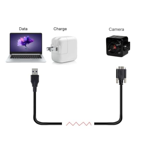 Chenyang 90-Degree Micro USB 3.0 Cable – Type A Male to Micro B Male, 3 M High-Speed Connector for Industrial Cameras & Devices, Enhanced Durability with Mount Panel Screws, Perfect for Tight Spaces and Optimal Cable Management