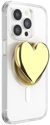 Elevate Your Smartphone Experience with the Mag Safe Compatible Pop Sockets Grip – Stylish Enamel Silver Heart Design, Magnetic Phone Stand & Secure Grip for i Phone, Ideal for Hands-Free Viewing & Effortless Wireless Charging, Customizable Swappable Top for Personal Flair