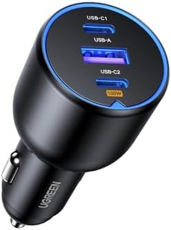 UGREEN 130 W USB-C Car Charger: Lightning-Fast Dual Port Adapter for i Phone 16/15/14, Galaxy S24/S23 Ultra, i Pad & Mac Book – Superior Compatibility for On-the-Go Power Solutions