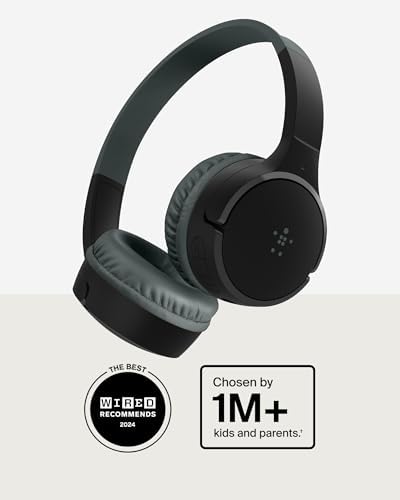 Belkin Sound Form Mini Kids Wireless Bluetooth Headphones – Safe 85 d B Volume Control, 30-Hour Playtime, Built-In Microphone – Lightweight On-Ear Style for i Phone, i Pad, Fire Tablet & More – Ideal for Learning, Entertainment & Safe Listening