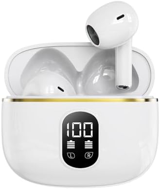 Revolutionary Waterproof Bluetooth Earbuds with HIFI Deep Bass and Smart LED Battery Display | Ultimate Hands-Free Experience for i Phone, PC & i Pad | Perfect for Active Lifestyles and Long Listening Sessions