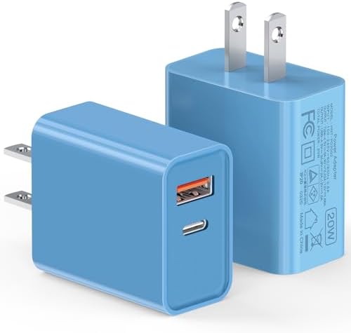 LCGENS 20 W Dual Port USB C Wall Charger Block – 2-Pack Fast Charging Power Adapter for i Phone 11/12/13/14/15/16 Pro Max, i Pad Pro, Samsung Galaxy – Portable and Efficient Charging Solution for Multiple Devices