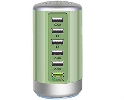 Power Up in Style: Universal 6-Port USB Charging Hub with Smart Identification Technology for i Phone, i Pad, and More – Compact, Fast Charging Station in Elegant Purple Finish for Home and Office Use