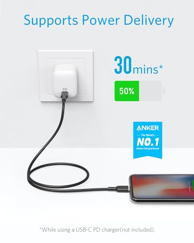 Anker 6 ft USB C to Lightning Cable – MFi Certified Fast Charging Cable for i Phone 13 Pro, 12 Pro Max & Air Pods Pro – Durable Design with Power Delivery Support – Tangle-Free Connectivity for Effortless Use