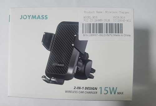 Effortless On-the-Go Power: JOYMASS 15 W Fast Wireless Car Charger with Auto Clamping Mount – Perfect for i Phone 15 through 12 Mini, Samsung Galaxy S23 Ultra, and Note 20 – Secure Vent Holder for Ultimate Convenience and Hands-Free Navigation