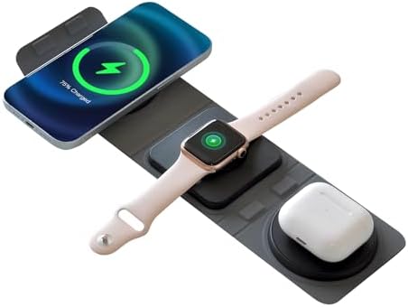 Ultimate 3 in 1 Magnetic Wireless Charging Dock for Apple Devices – Foldable Fast Charging Station for i Phone 12-16 Pro Max, Apple Watch & Air Pods – Travel-Friendly Design with Enhanced Compatibility and Efficiency