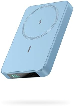 Ultra-Slim Magnetic Portable Charger 10800 m Ah Power Bank with LCD Display – Fast 20 W PD USB-C Input/Output, Wireless Charging for Mag Safe-Compatible i Phones Including 16/15/14/13 Series – Lightweight Travel Essential for On-the-Go Power