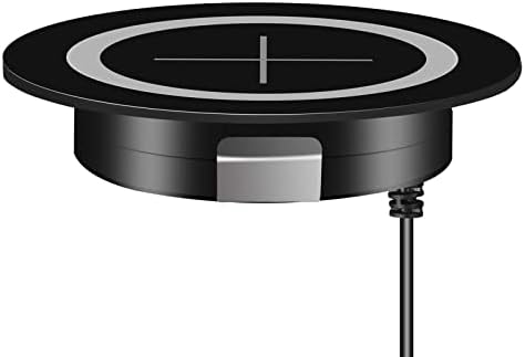 Sleek Wireless Charging Pad for Desk by JE Make IT Simple – Fast Qi-Enabled Charger for i Phone 16/15/14/13/12, Samsung, and Air Pods – Grommet Design for Clutter-Free Workspaces with Overcharge Protection and Elegant Black Finish
