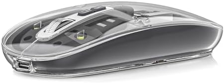 Experience Unmatched Versatility with the Uiosmuph Tri-Mode Bluetooth Mouse – Wireless, USB-C Rechargeable, and Quiet Click Design for Seamless Multi-Device Connectivity – Stylish Transparent Cover and Battery Level Indicator – Perfect for Laptops, Macs, and i Pads – Sleek Yellow Finish for Enhanced Productivity